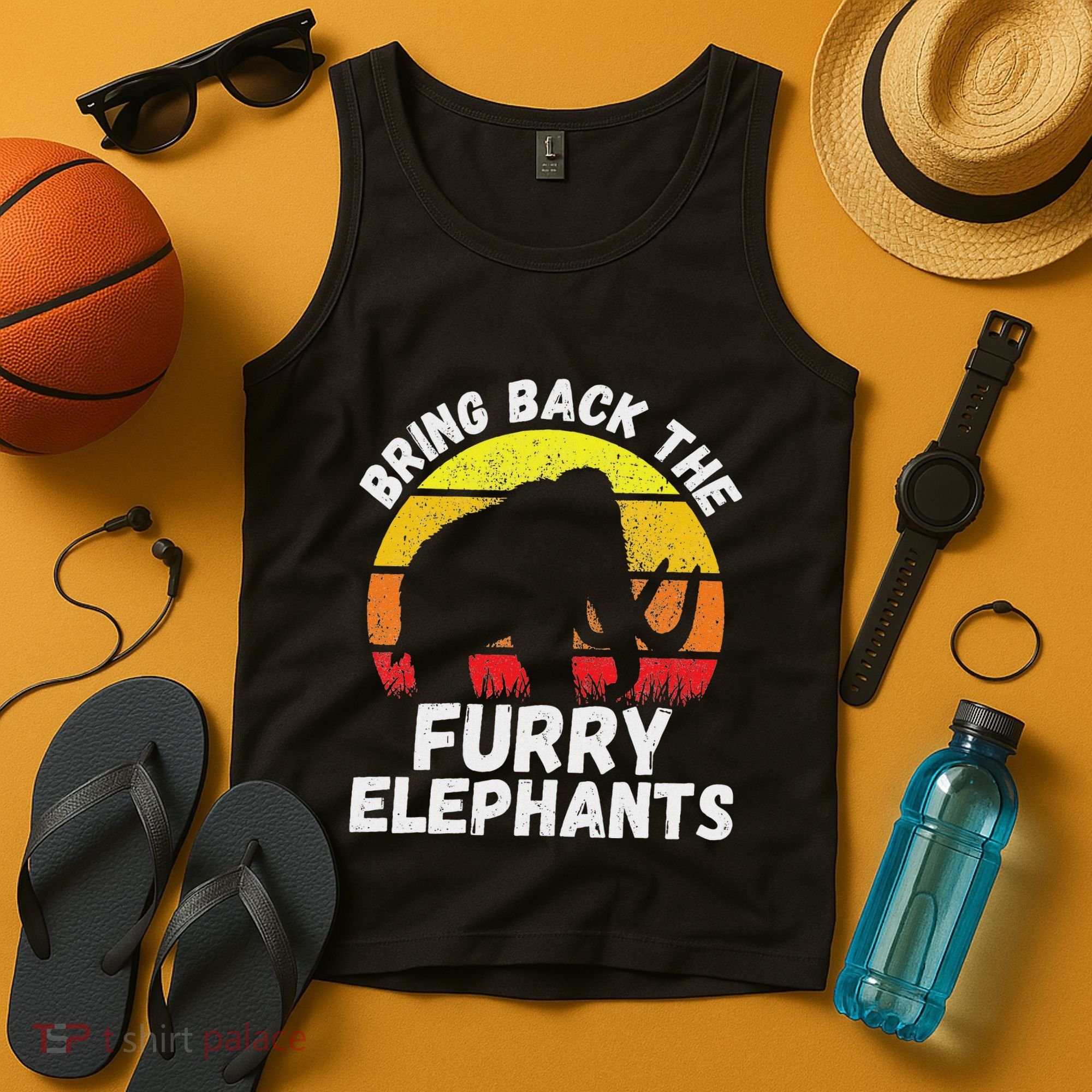 Bring Back The Furry Elephants Woolly Mammoth Funny Quote Tank Top