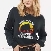 Bring Back The Furry Elephants Woolly Mammoth Funny Quote Cropped Pullover Crew thumb 2
