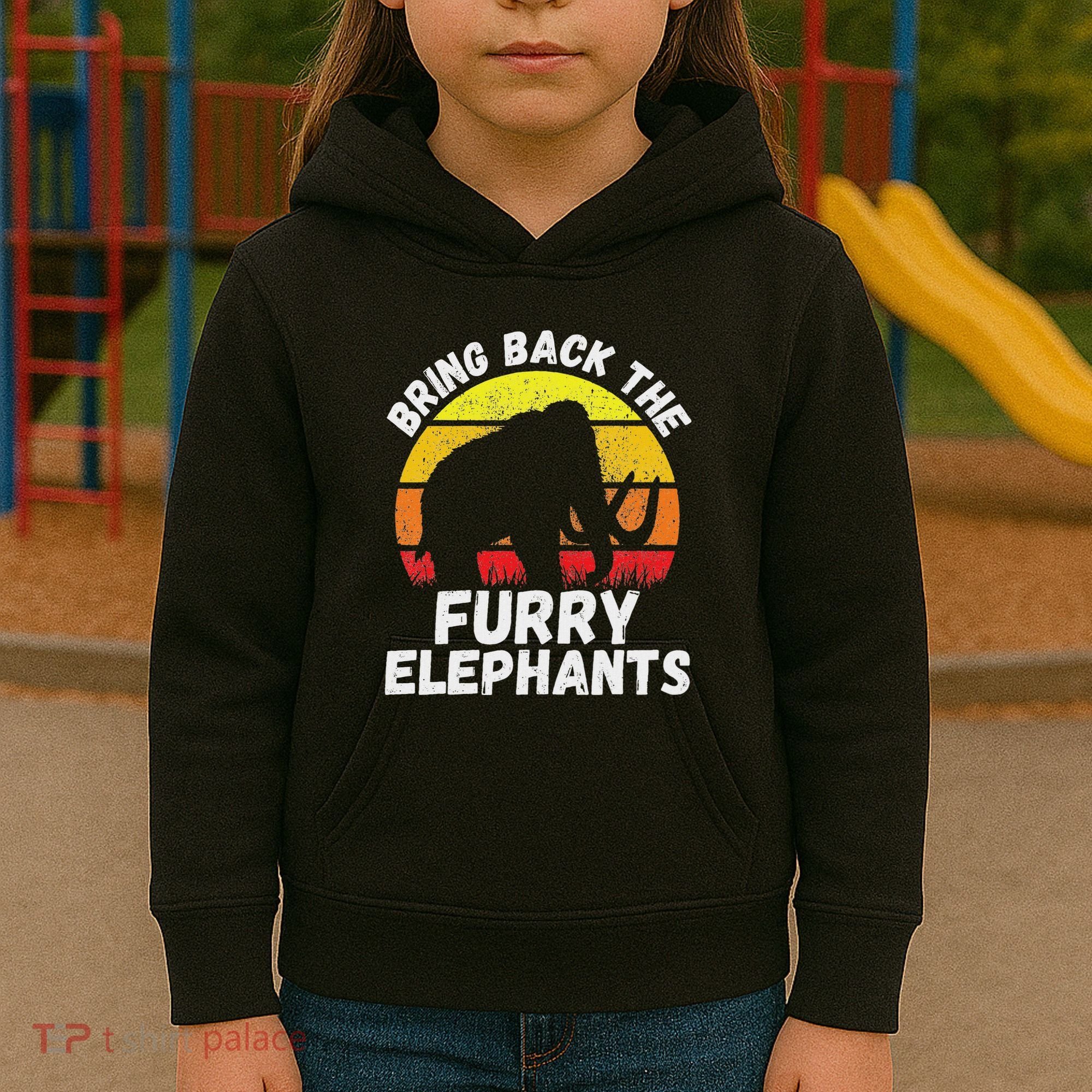 Bring Back The Furry Elephants Woolly Mammoth Funny Quote Kids Hoodie