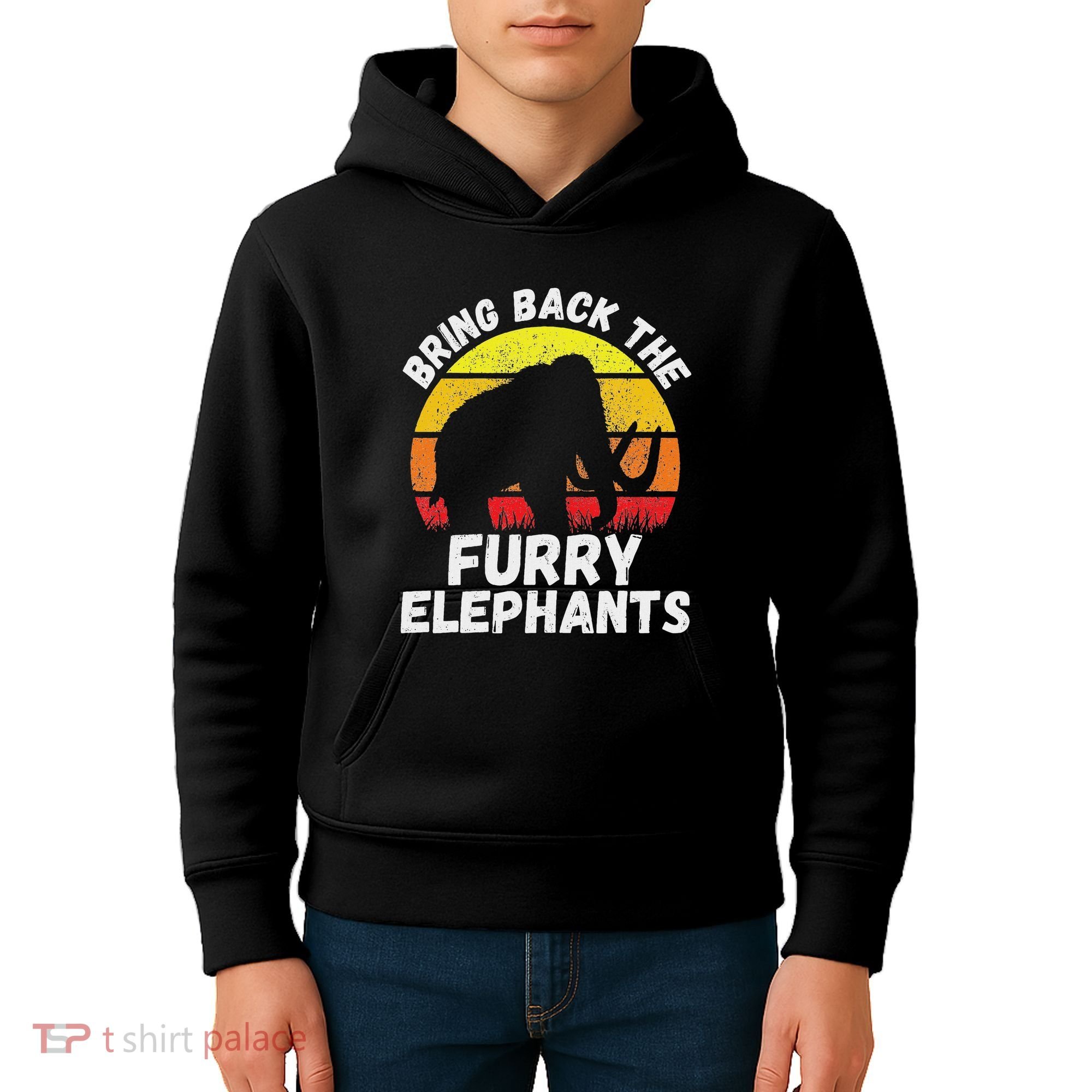 Bring Back The Furry Elephants Woolly Mammoth Funny Quote Kids Hoodie