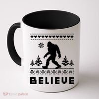 Bigfoot Believe Ugly Christmas Sweater Sasquatch Coffee Mug thumb 0