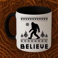 Bigfoot Believe Ugly Christmas Sweater Sasquatch Coffee Mug thumb 2