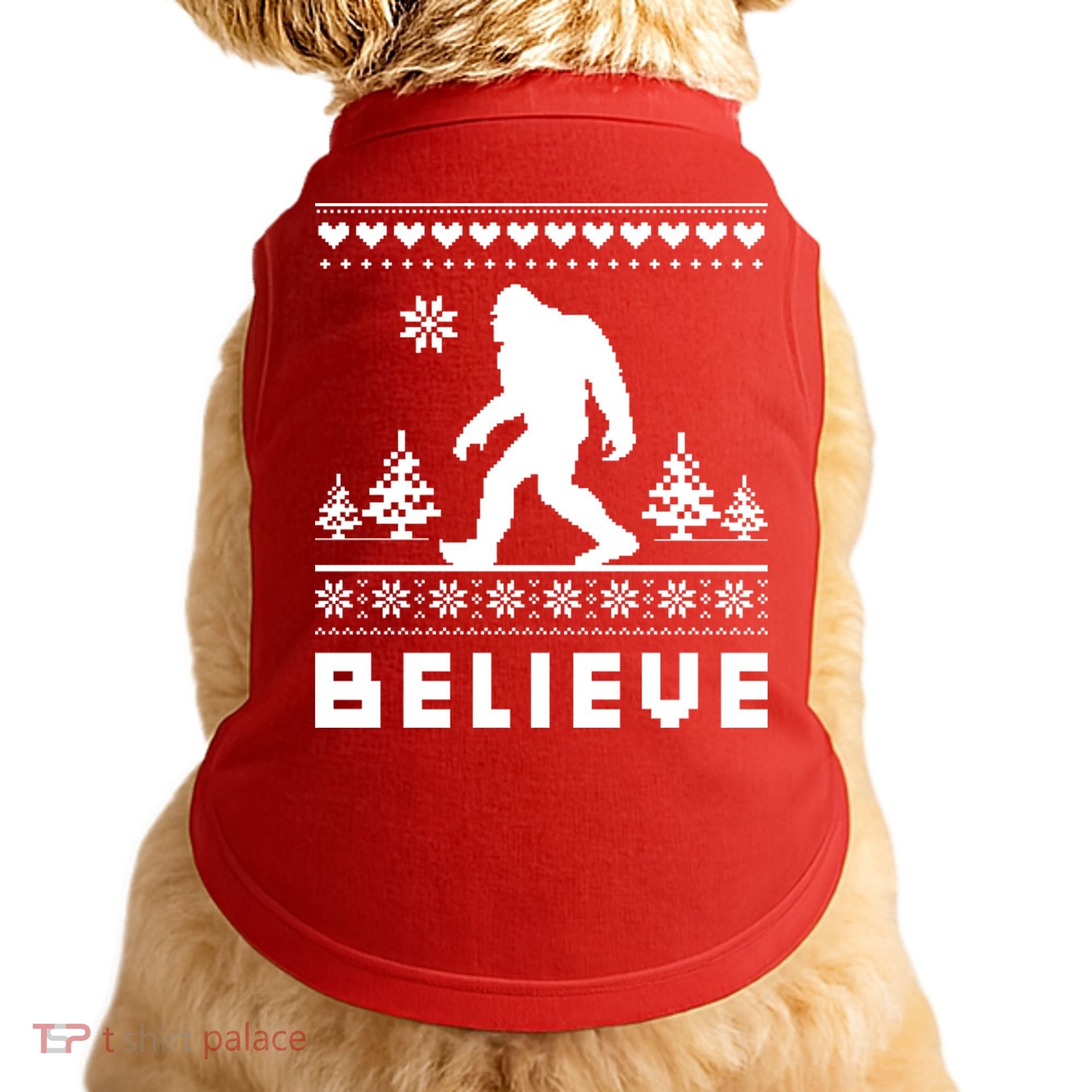 Bigfoot Believe Ugly Christmas Sweater Sasquatch Doggie Tank