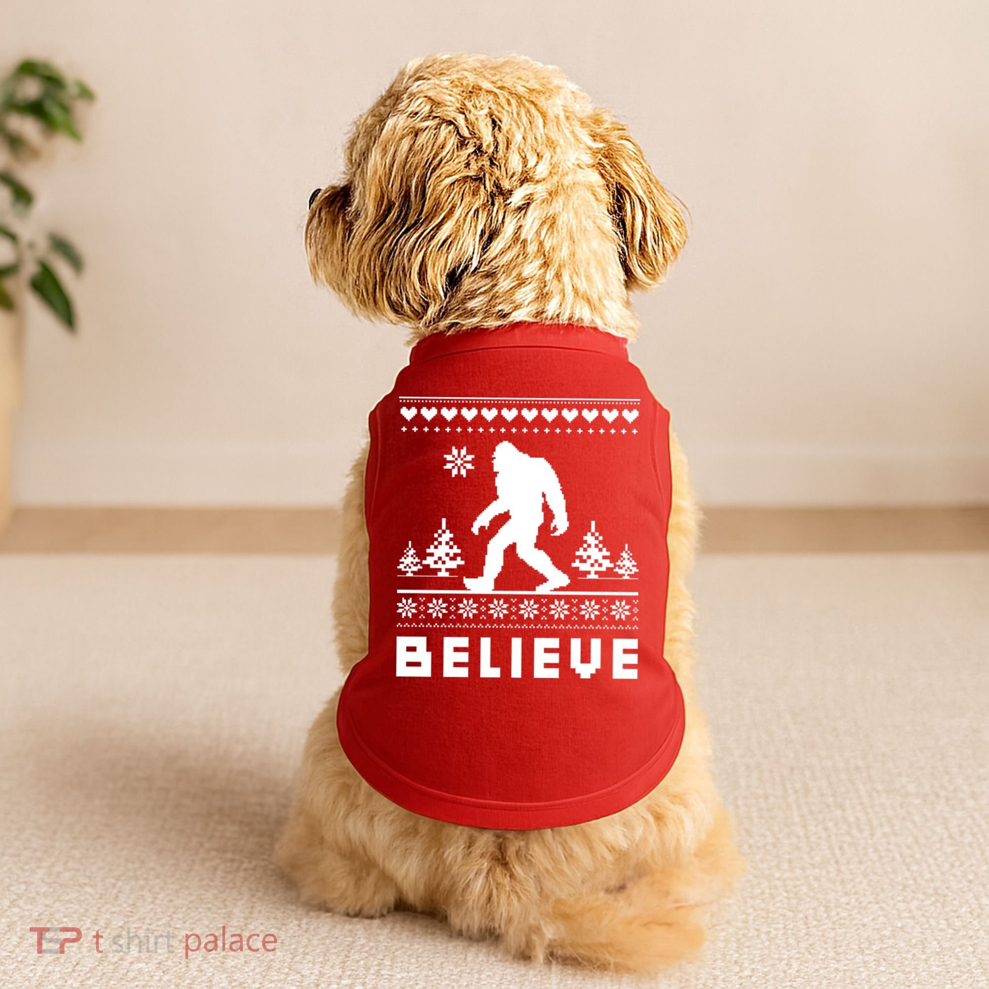 Bigfoot Believe Ugly Christmas Sweater Sasquatch Doggie Tank