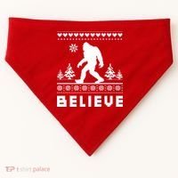 Bigfoot Believe Ugly Christmas Sweater Sasquatch USA-Made Doggie Bandana thumb 0