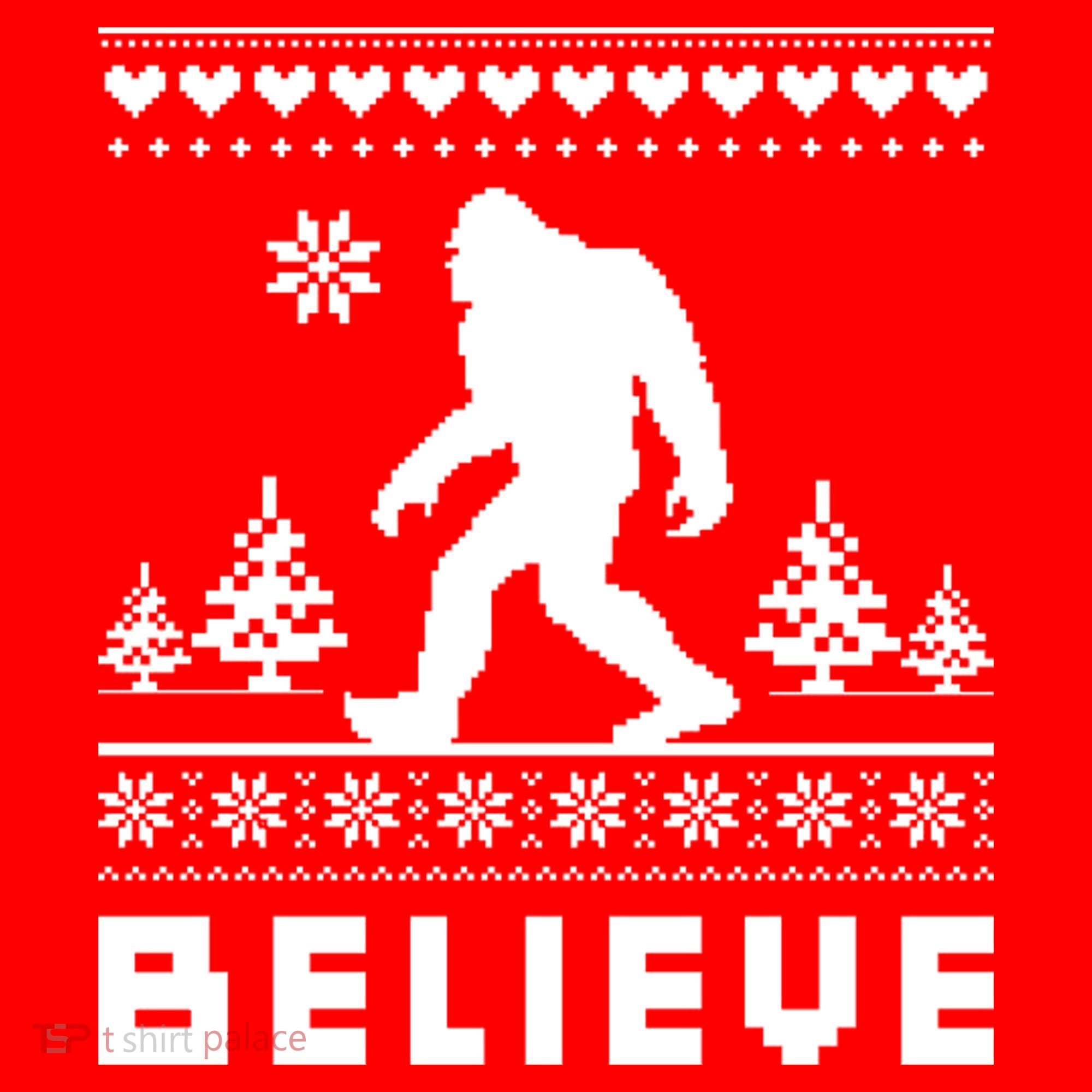 Bigfoot Believe Ugly Christmas Sweater Sasquatch USA-Made Doggie Bandana