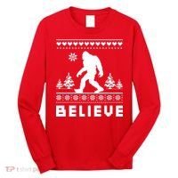 Bigfoot Believe Ugly Christmas Sweater Sasquatch Long Sleeve Shirt thumb 0