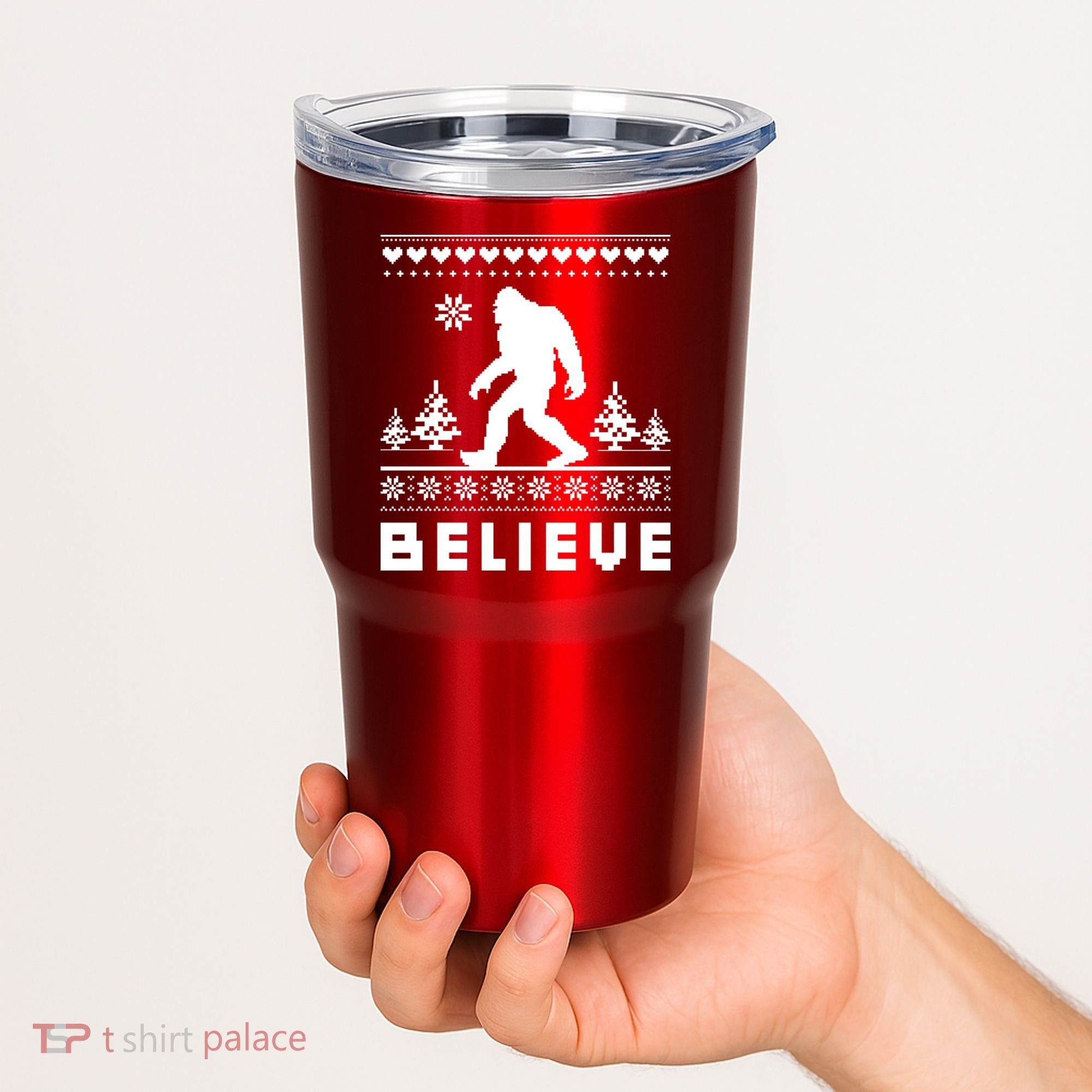 Bigfoot Believe Ugly Christmas Sweater Sasquatch Tumbler