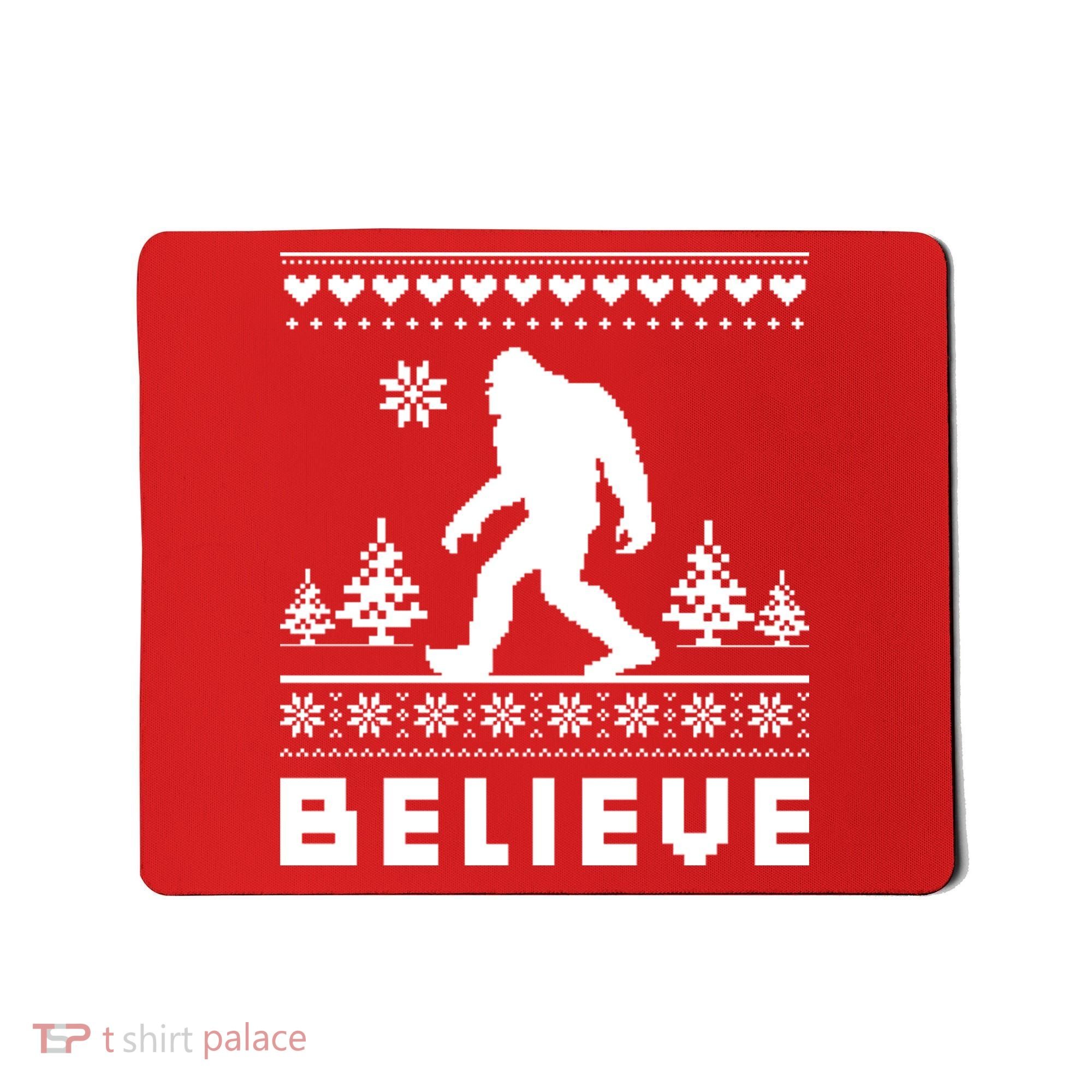 Bigfoot Believe Ugly Christmas Sweater Sasquatch Mousepad