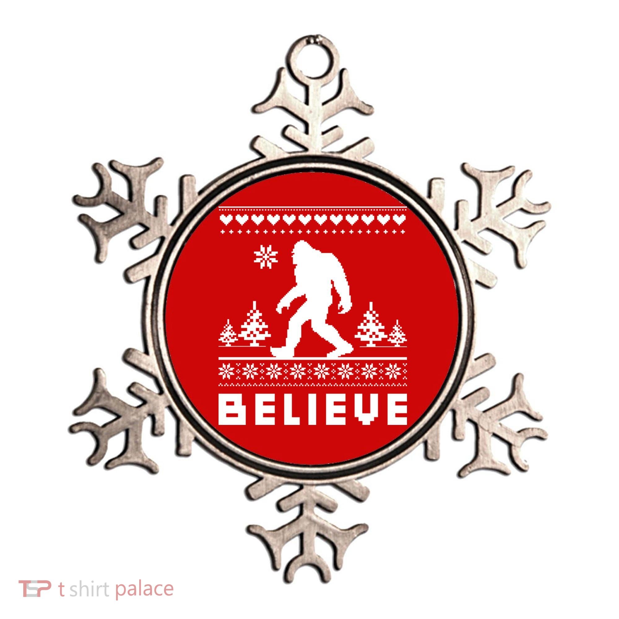 Bigfoot Believe Ugly Christmas Sweater Sasquatch Ornament
