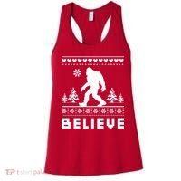 Bigfoot Believe Ugly Christmas Sweater Sasquatch Women's Tank Top thumb 0