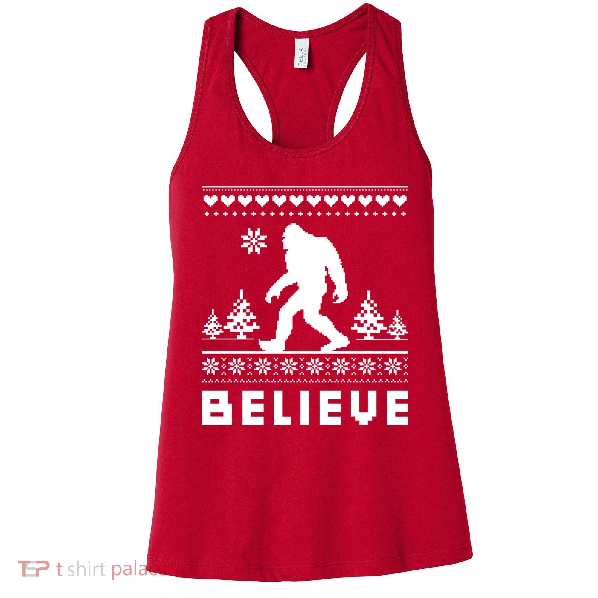 Bigfoot Believe Ugly Christmas Sweater Sasquatch Women's Tank Top