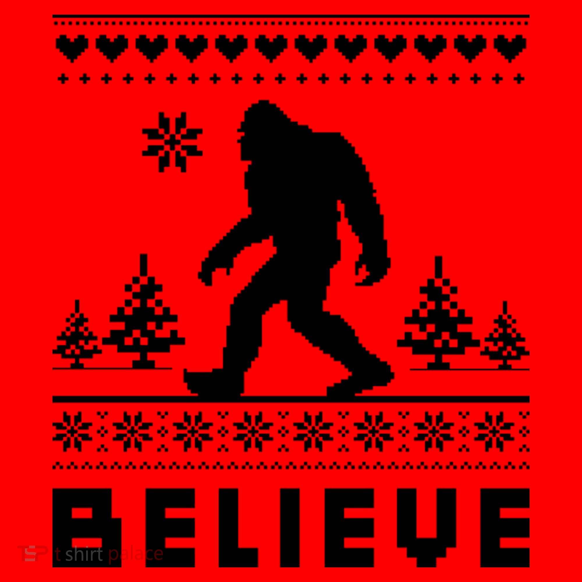 Bigfoot Believe Ugly Christmas Sweater Sasquatch Santa Hat