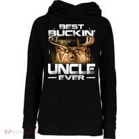 Best Buckin Uncle Ever Deer Hunting Bucking Father Gift Womens Funnel Neck Pullover Hood thumb 0