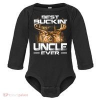 Best Buckin Uncle Ever Deer Hunting Bucking Father Gift Baby Long Sleeve Bodysuit thumb 0