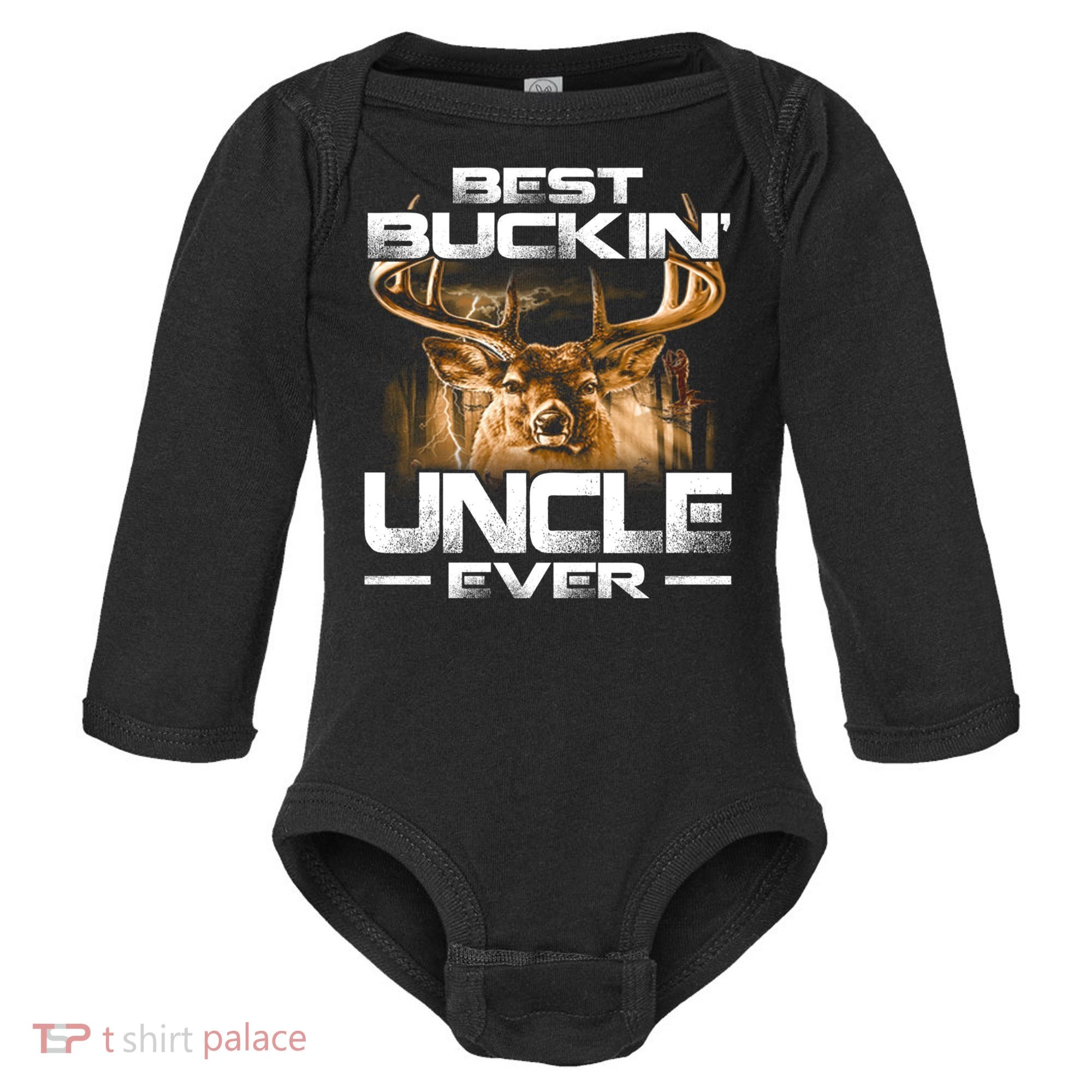 Best Buckin Uncle Ever Deer Hunting Bucking Father Gift Baby Long Sleeve Bodysuit