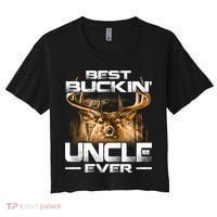 Best Buckin Uncle Ever Deer Hunting Bucking Father Gift Women's Crop Top Tee thumb 0