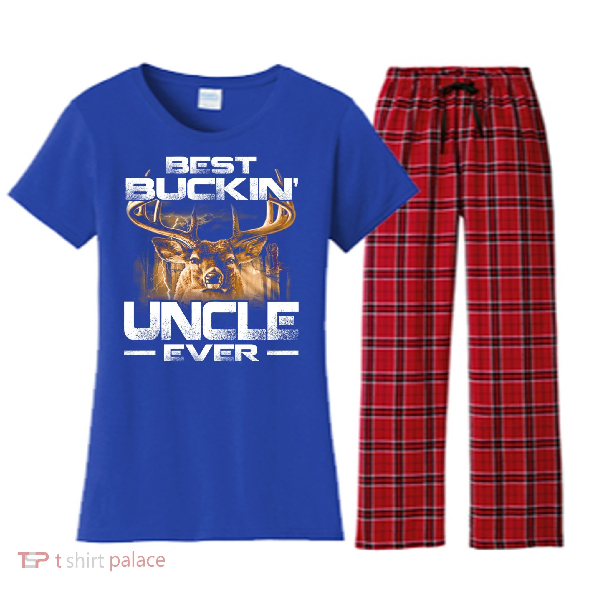 Best Buckin Uncle Ever Deer Hunting Bucking Father Gift Women's Flannel Pajama Set
