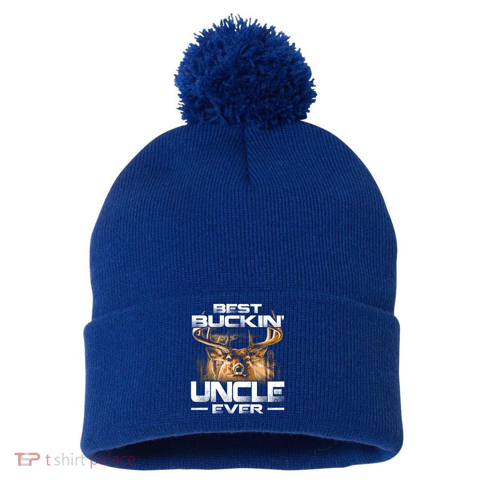 Best Buckin Uncle Ever Deer Hunting Bucking Father Gift Pom Pom 12in Knit Beanie