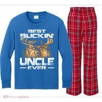 Best Buckin Uncle Ever Deer Hunting Bucking Father Gift Kids Long Sleeve Plaid Pajama Set thumb 0
