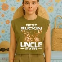 Best Buckin Uncle Ever Deer Hunting Bucking Father Gift Garment-Dyed Women's Muscle Tee thumb 4