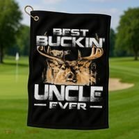 Best Buckin' Uncle Ever Deer Hunting Bucking Father Golf Towel thumb 1
