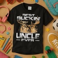 Best Buckin' Uncle Ever Deer Hunting Bucking Father Kids T-Shirt thumb 3