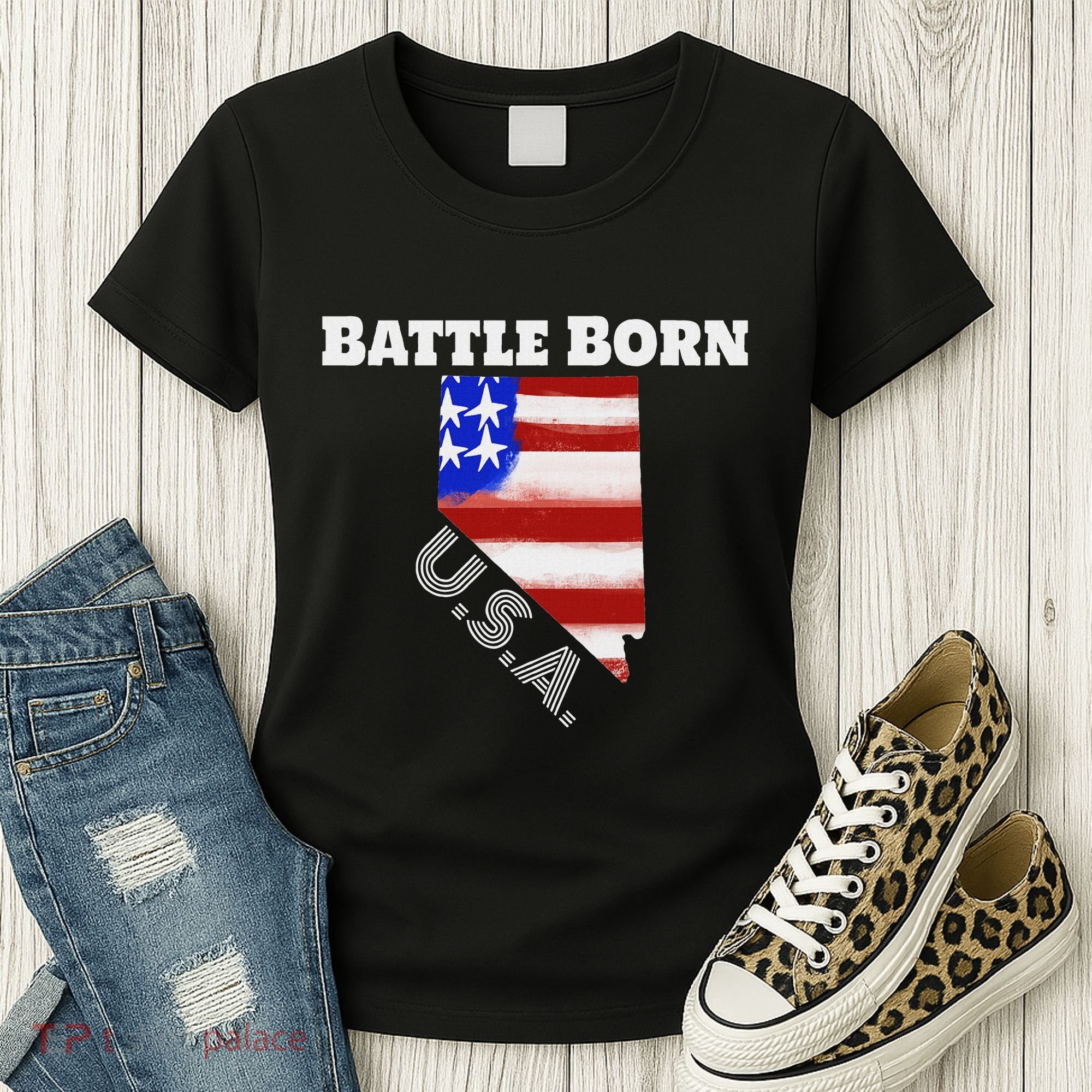Battle Born Usa Nevada State Women's T-Shirt