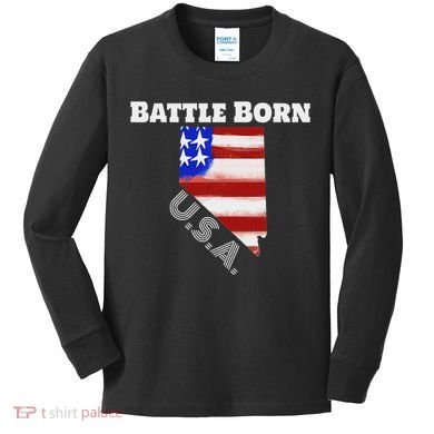 Battle Born Usa Nevada State Kids Long Sleeve Shirt