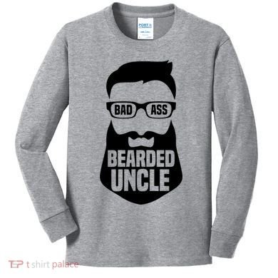 Badass Bearded Uncle Kids Long Sleeve Shirt