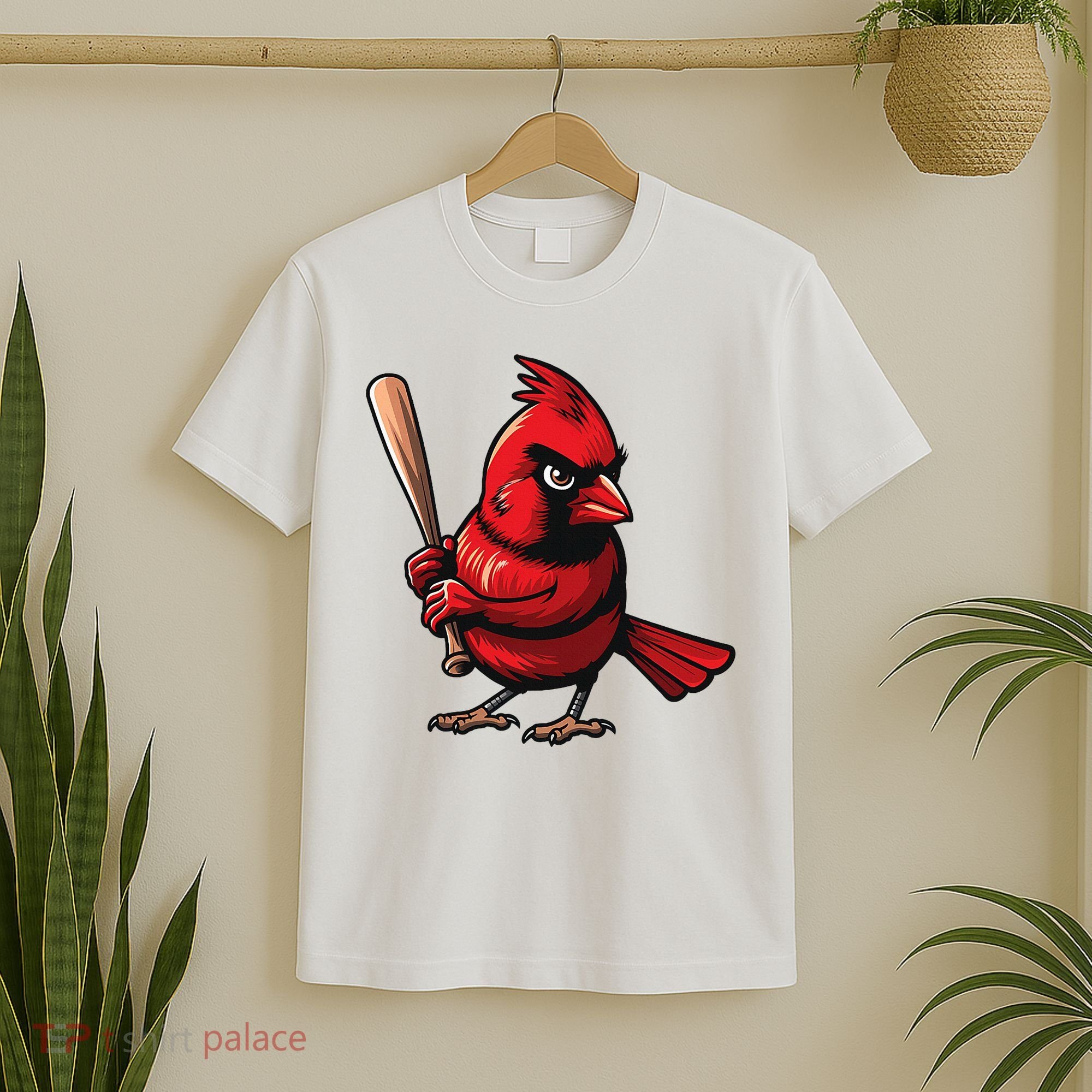 Baseball Bird Vintage Baseball Sports Fan Cardinal T-Shirt