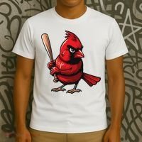 Baseball Bird Vintage Baseball Sports Fan Cardinal T-Shirt thumb 3