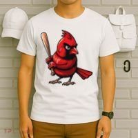 Baseball Bird Vintage Baseball Sports Fan Cardinal T-Shirt thumb 6