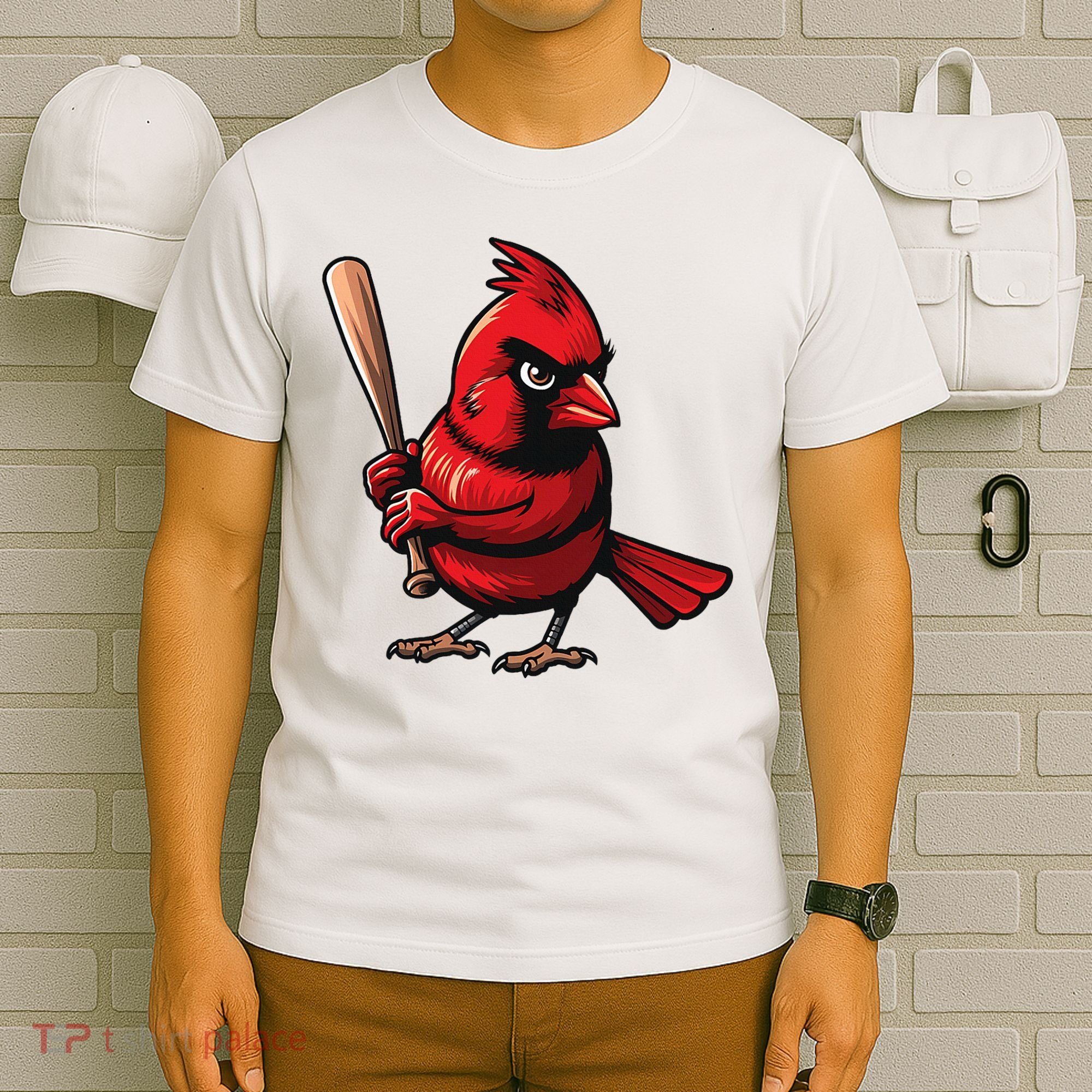 Baseball Bird Vintage Baseball Sports Fan Cardinal T-Shirt