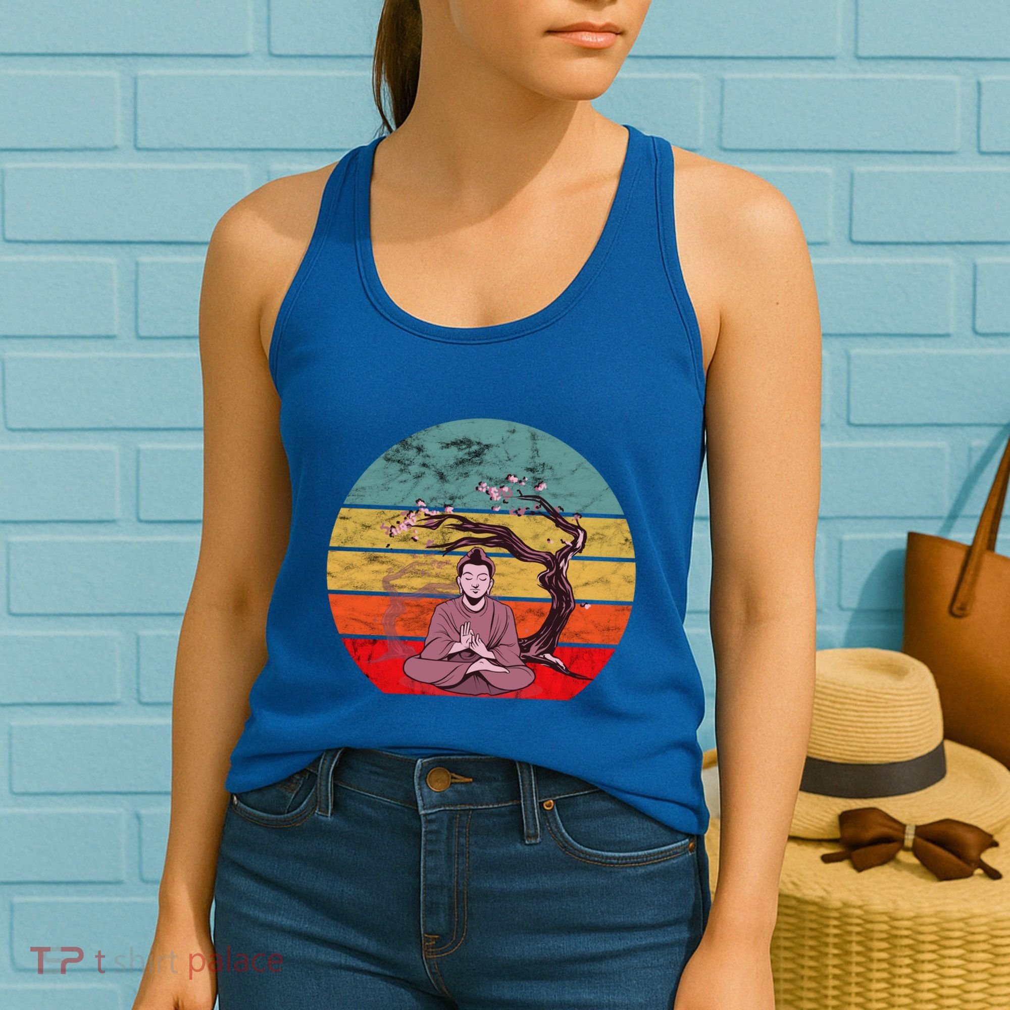 Buddha Buddhist Vajrayana Diwali Shavasana Tra Sunset Cute Gift Women's Tank Top