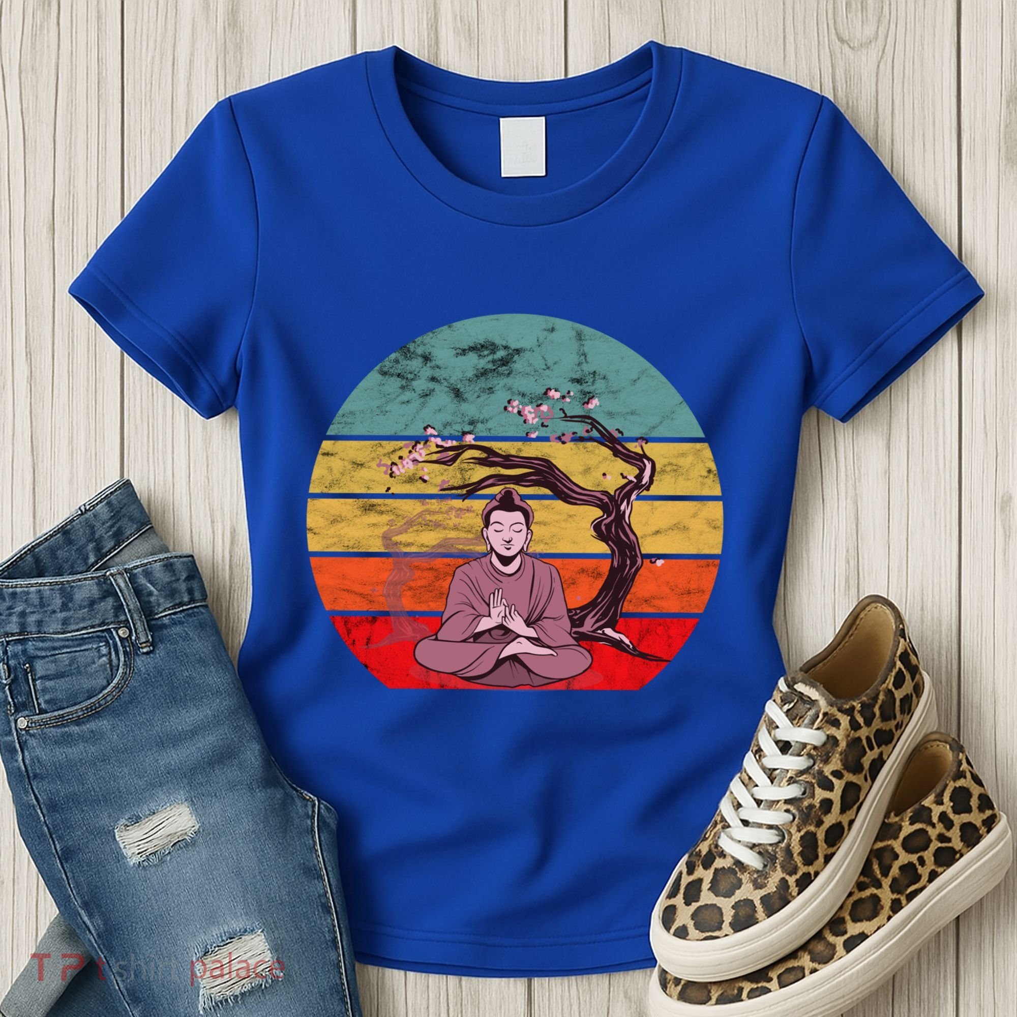 Buddha Buddhist Vajrayana Diwali Shavasana Tra Sunset Cute Gift Women's T-Shirt