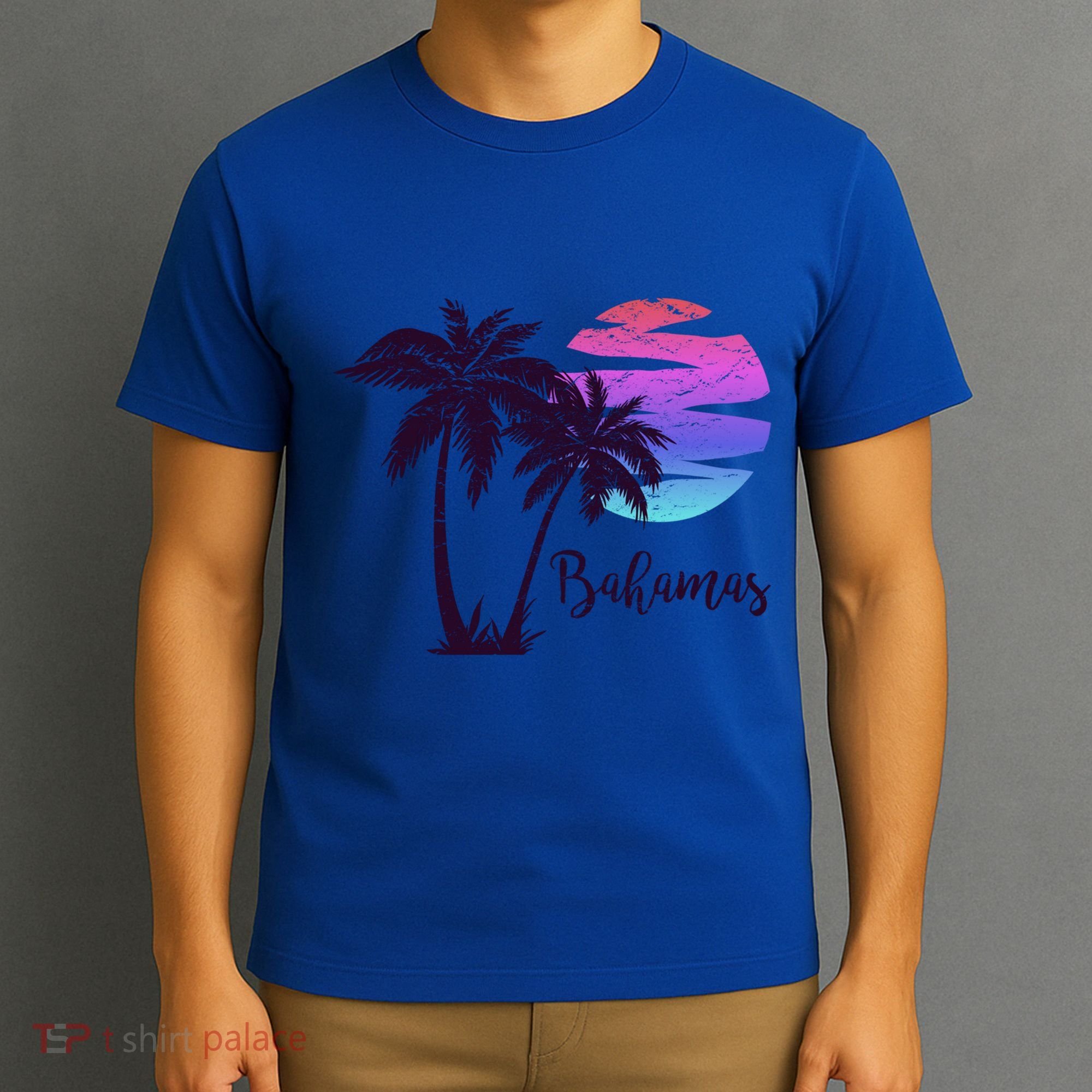 Bahamas Beach Vacation Trip Retro Vintage Sunset Graphic Gift T-Shirt
