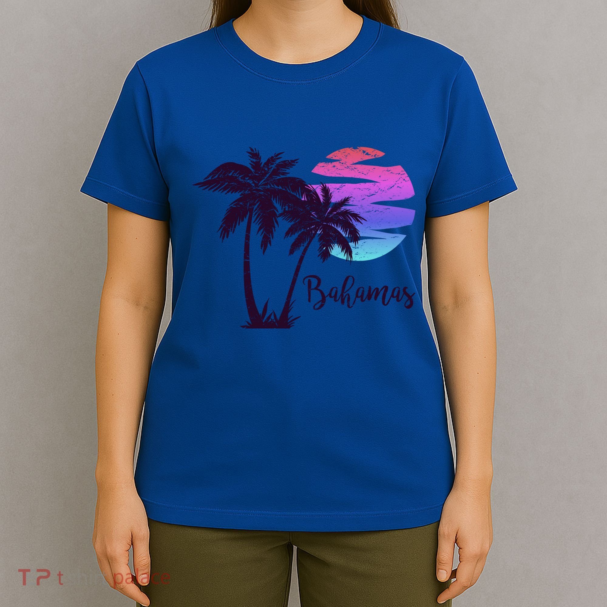 Bahamas Beach Vacation Trip Retro Vintage Sunset Graphic Gift T-Shirt