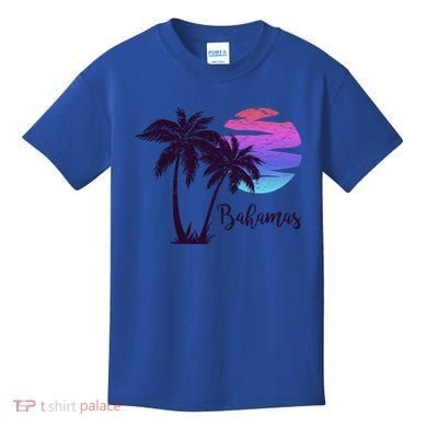 Bahamas Beach Vacation Trip Retro Vintage Sunset Graphic Gift Kids T-Shirt