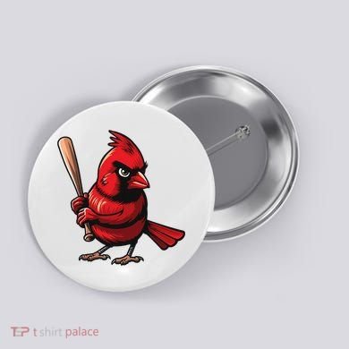 Baseball Bird Vintage Retro Baseball Sports Fan Cardinal Button