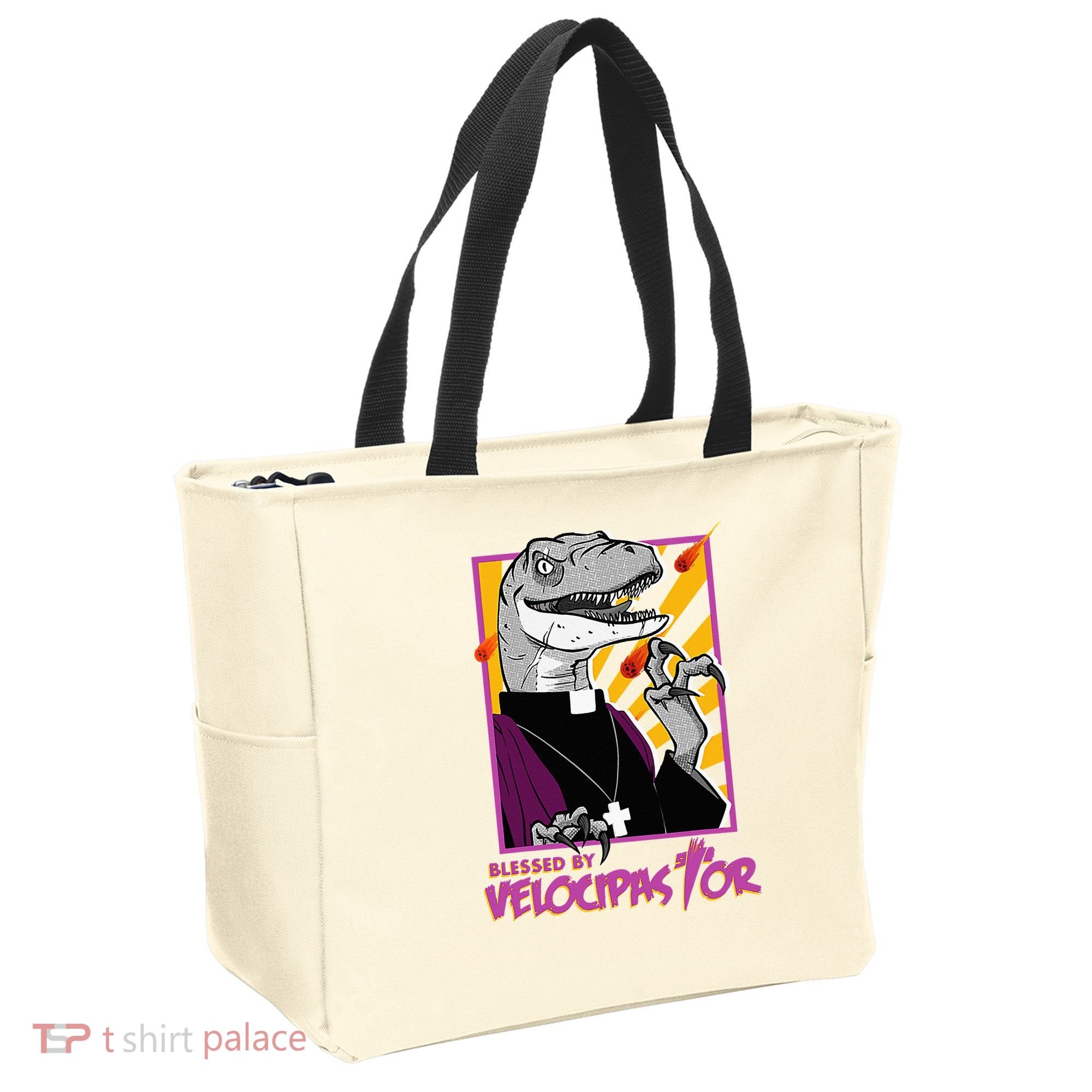 Bless By Velocipastor Cool Dinosaur Parish Priest Tote Bag