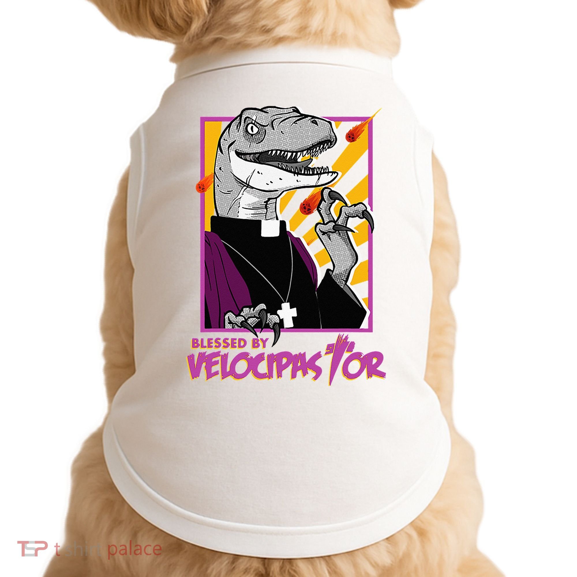 Bless By Velocipastor Cool Dinosaur Parish Priest Doggie Tank