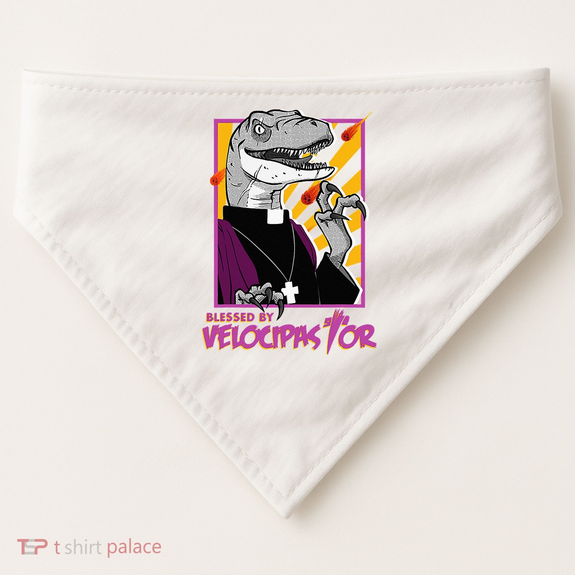 Bless By Velocipastor Cool Dinosaur Parish Priest USA-Made Doggie Bandana