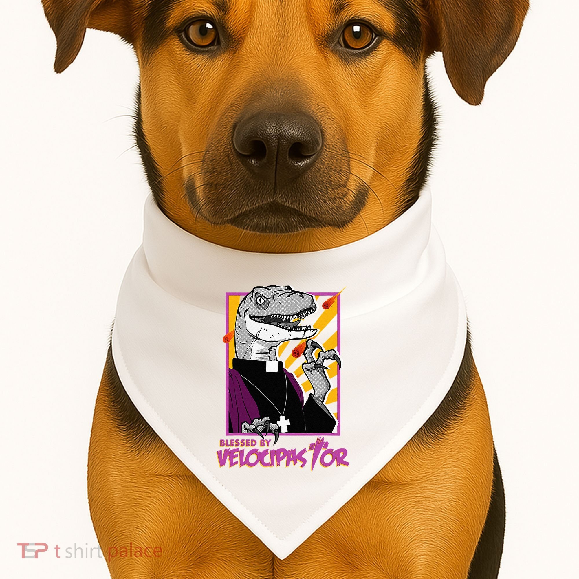 Bless By Velocipastor Cool Dinosaur Parish Priest USA-Made Doggie Bandana