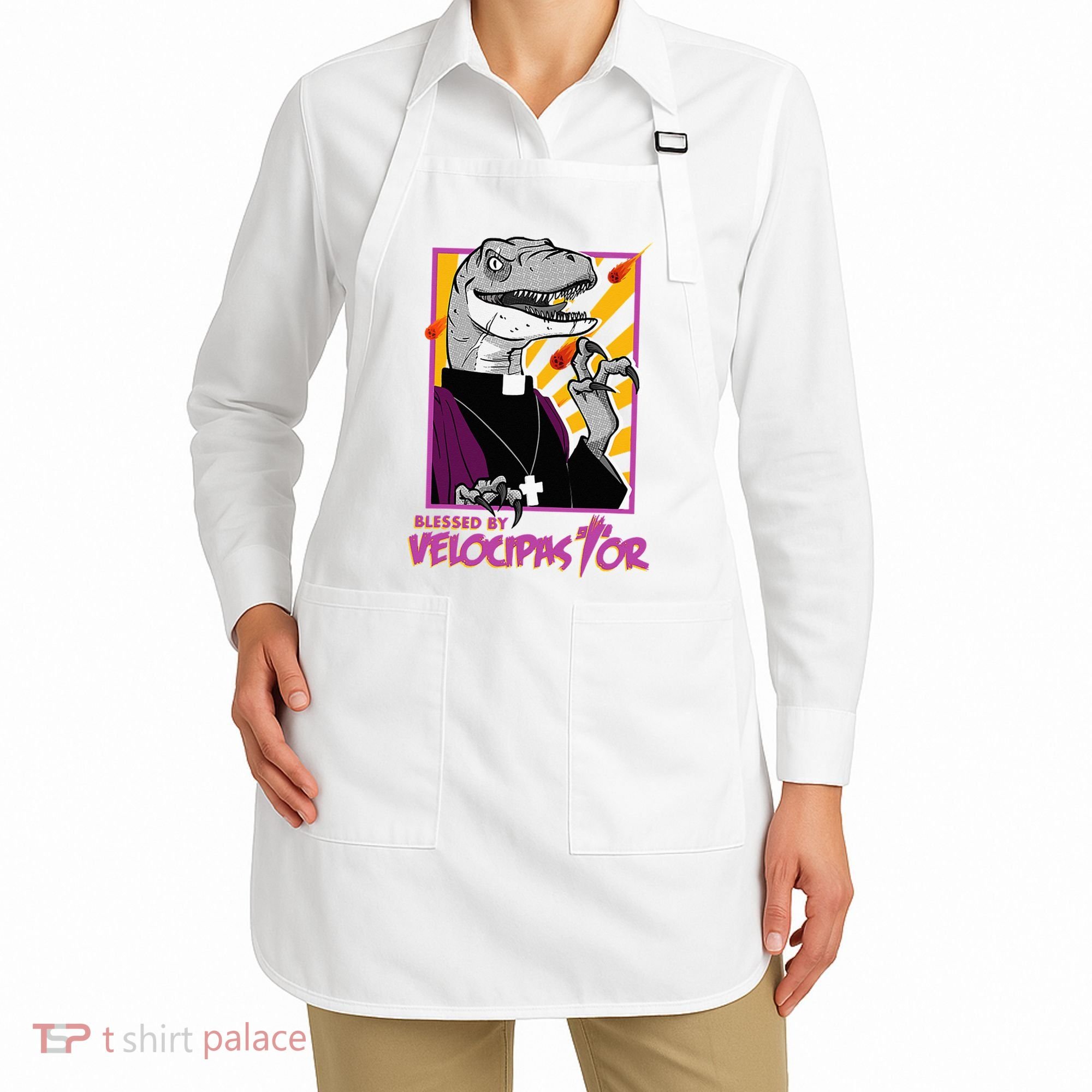 Bless By Velocipastor Cool Dinosaur Parish Priest Apron