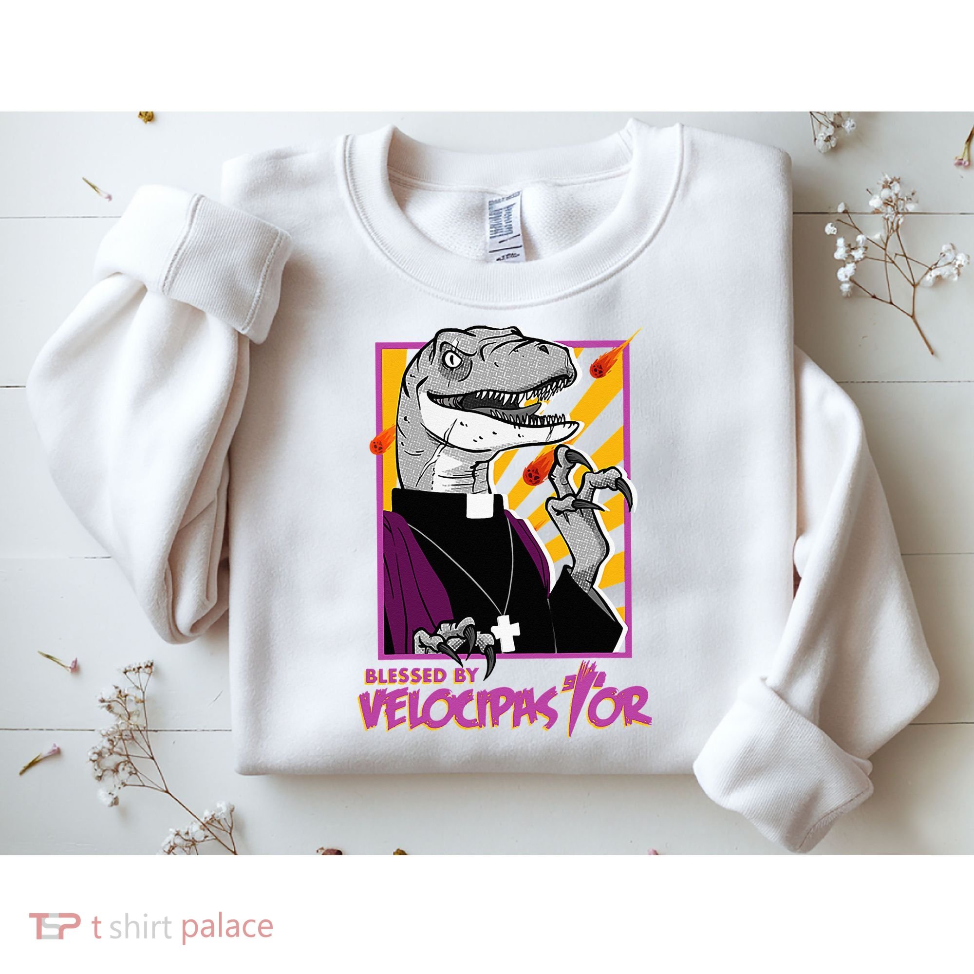 Bless By Velocipastor Cool Dinosaur Parish Priest Sweatshirt