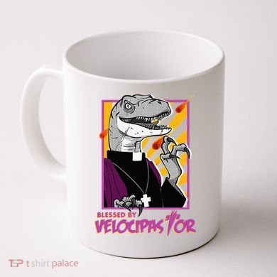 Bless By Velocipastor Cool Dinosaur Parish Priest Coffee Mug