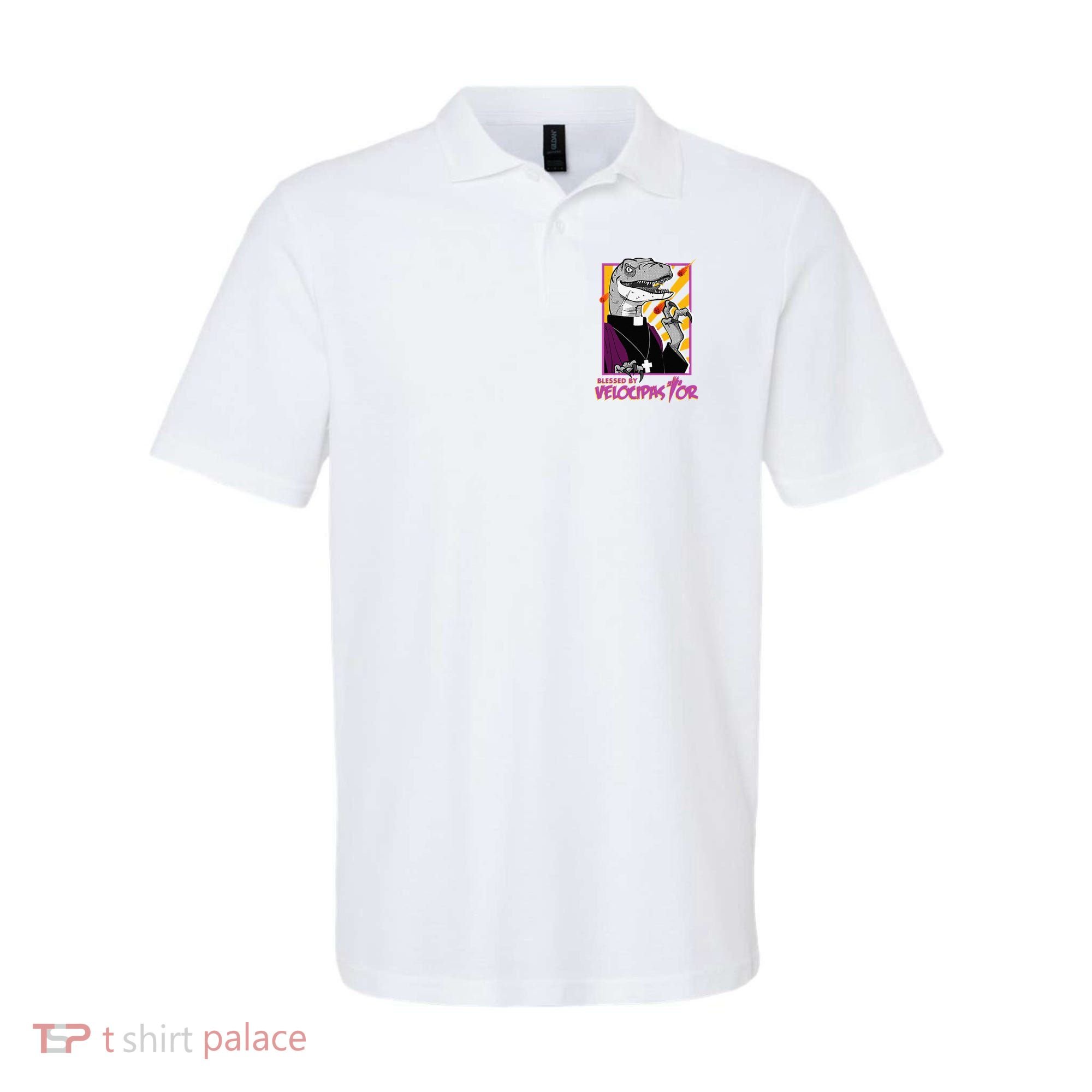 Bless By Velocipastor Cool Dinosaur Parish Priest Polo