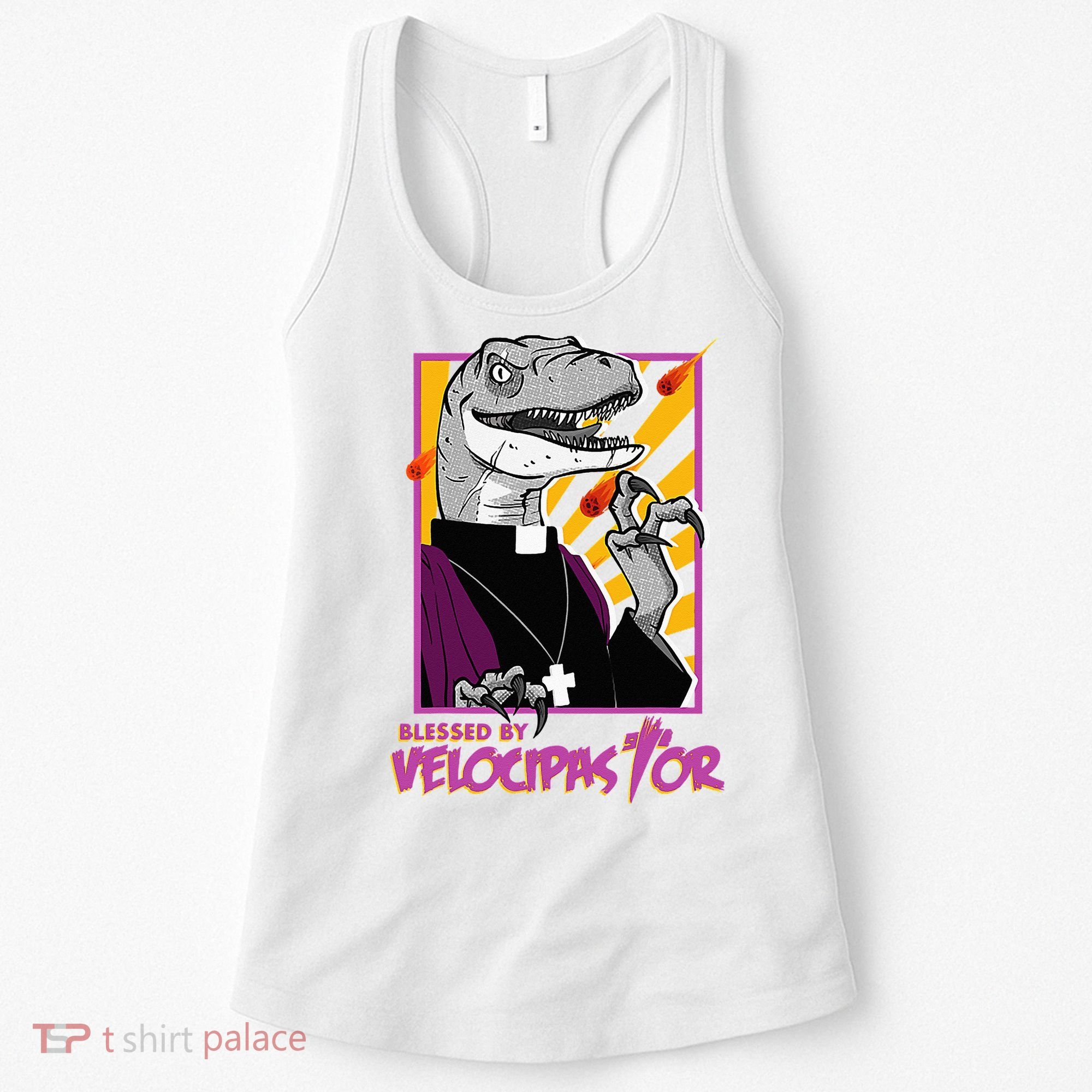 Bless By Velocipastor Cool Dinosaur Parish Priest Women's Tank Top