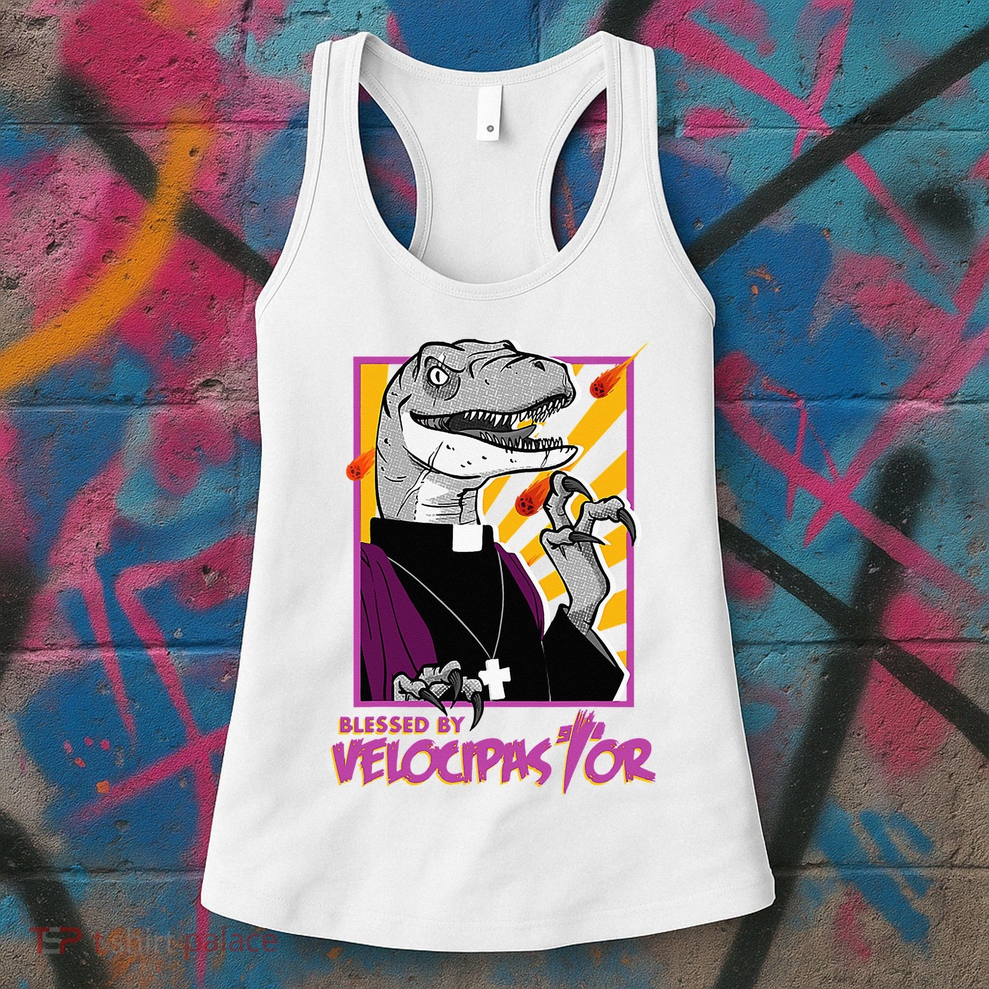 Bless By Velocipastor Cool Dinosaur Parish Priest Women's Tank Top